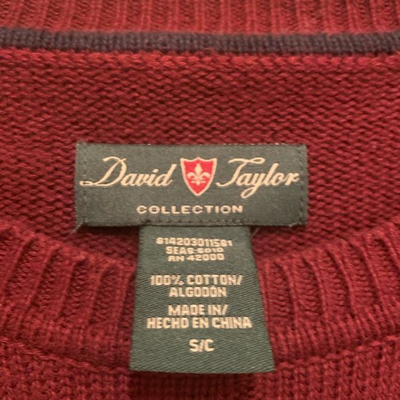 Men’s Small David Taylor Maroon Sweater - Picture 2 of 8